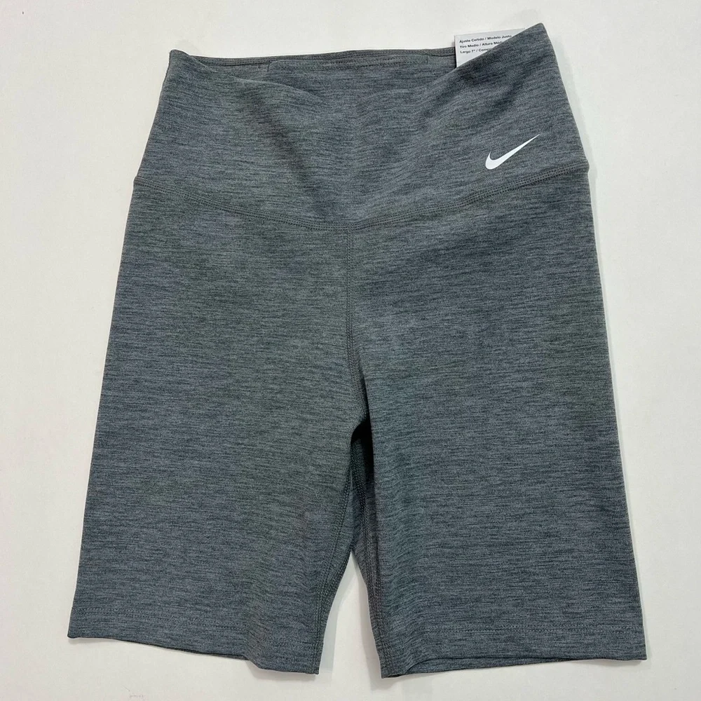Nike Women's One Logo Mid-Rise Dri-Fit 7" Bike Shorts Iron Grey/Heather Size:XS - Picture 2 of 11